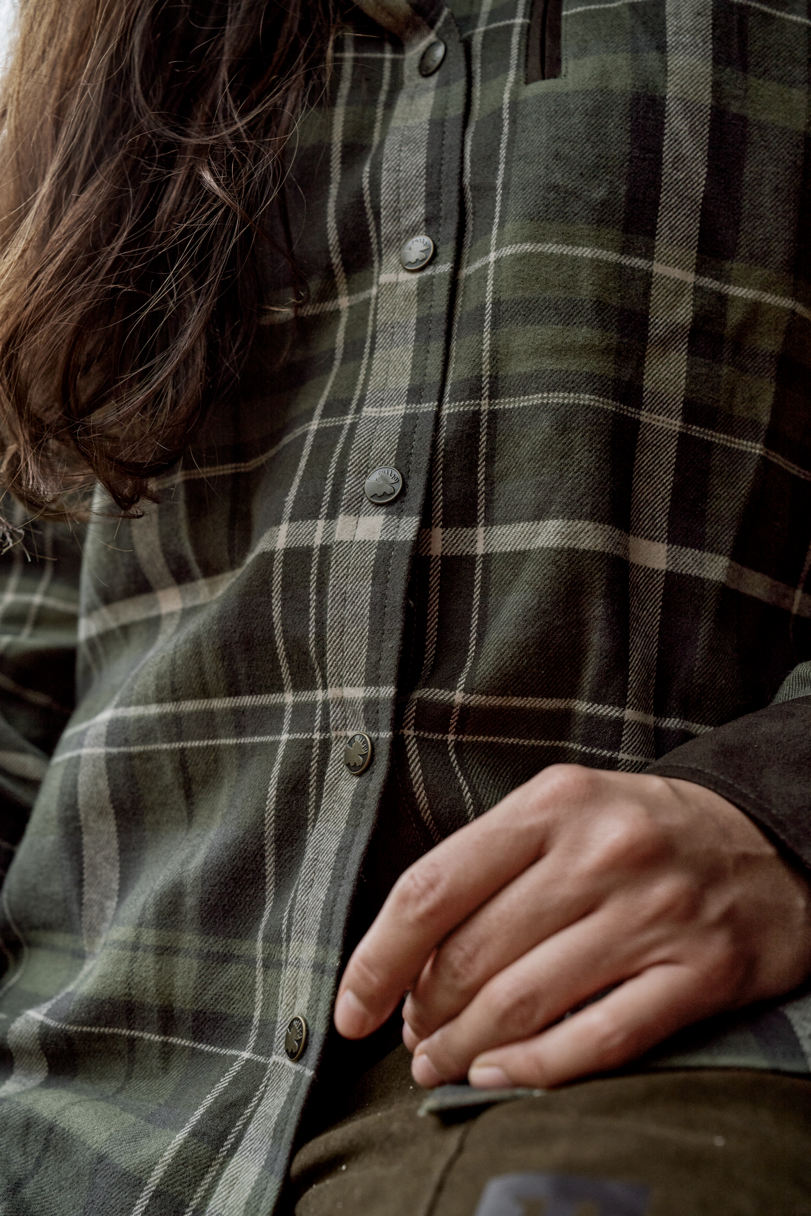 Pajala L/S Hemd Damen – Olive check – Härkila