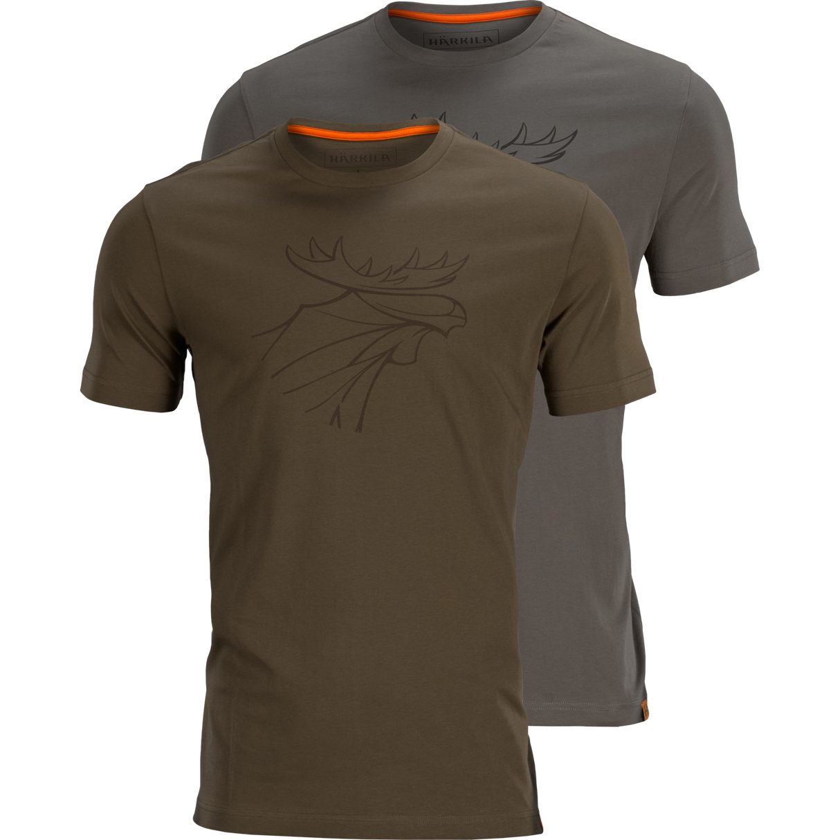 Grafisches T-Shirt 2er-Pack - Willow green/Grau - Härkila