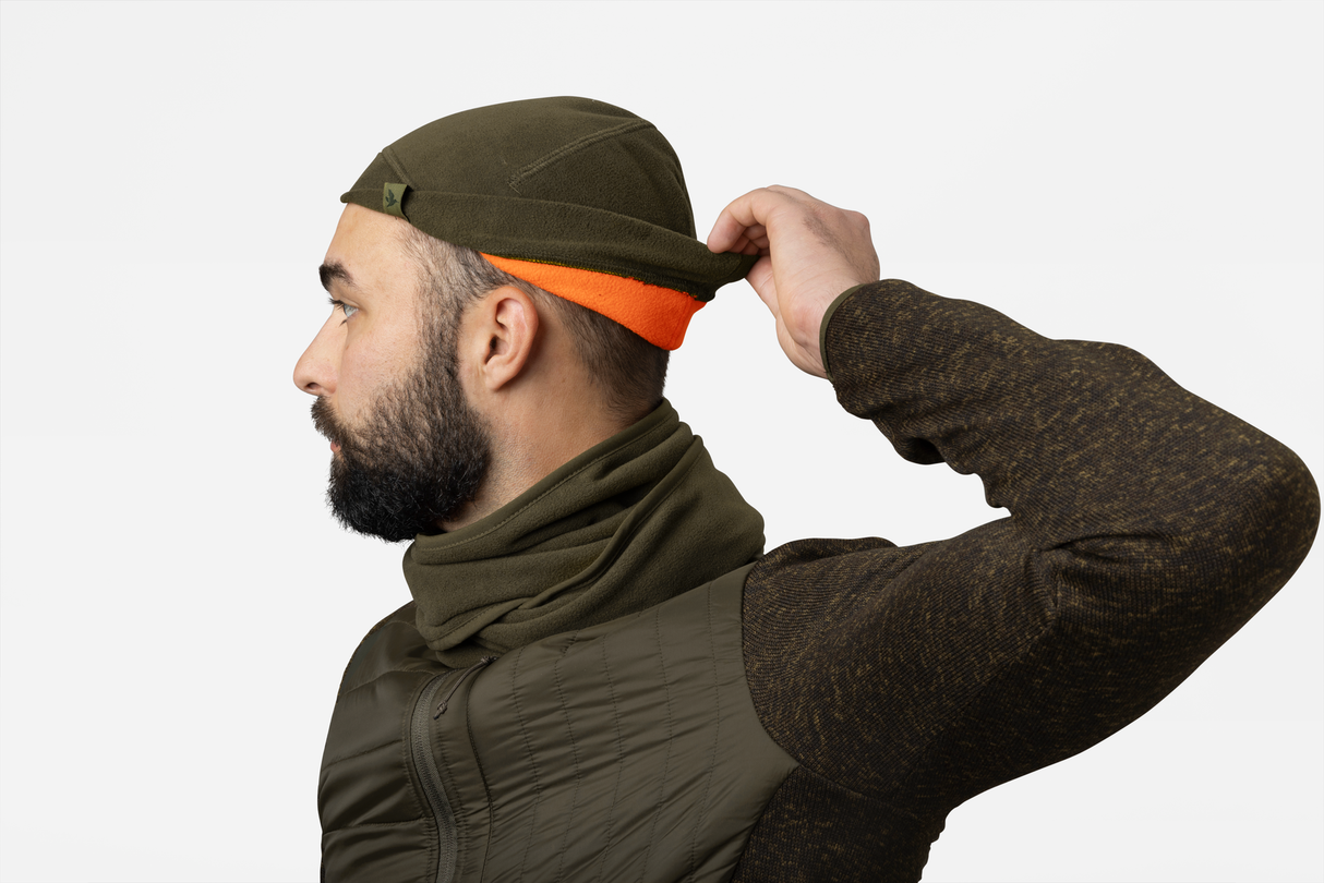 Wendbare Fleece-Mütze Pine green/Hi-Vis Orange - Seeland