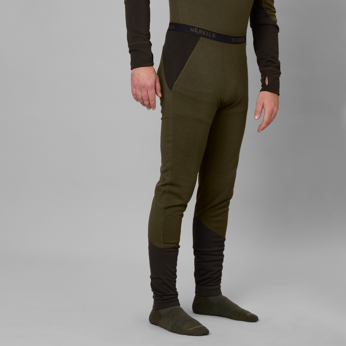 Base Warm lange Unterhosen Willow green/Shadow brown - Härkila