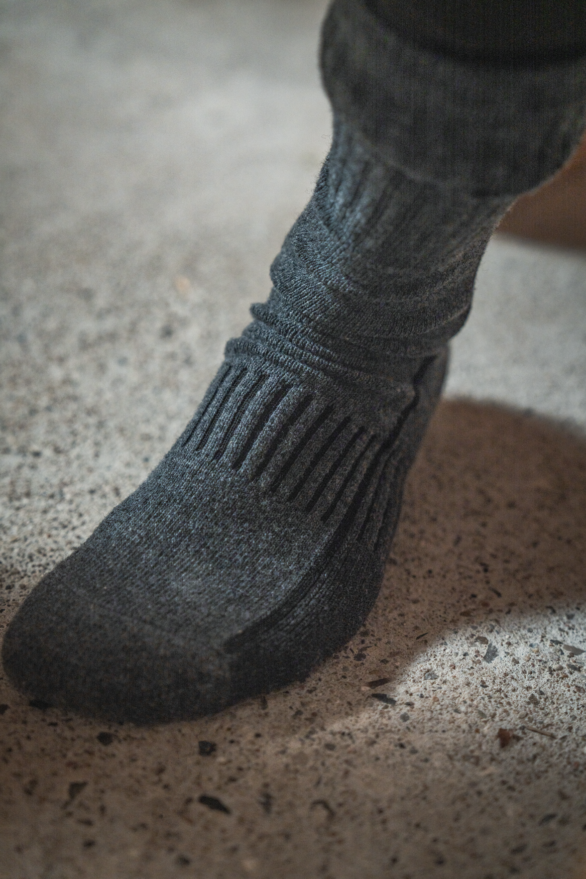Heavy Field Merino-Socken Grau/Melange/Schwarz