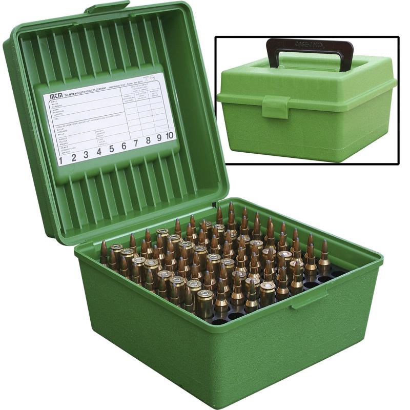 Patronenbox 100 Stk. mit Griff Kal.22.250-458WIN - MTM