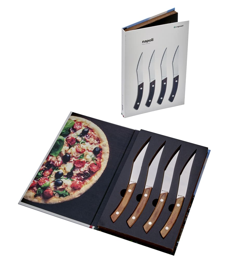 NAPOLI Pizza- und Steakmesserset 4 Stück Heller Griff - Legnoart