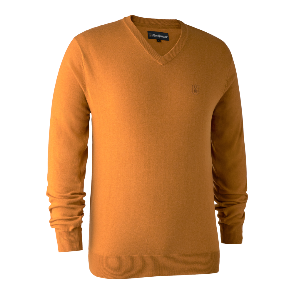 Kingston Strickpullover mit V-Ausschnitt Golden Oak - Deerhunter