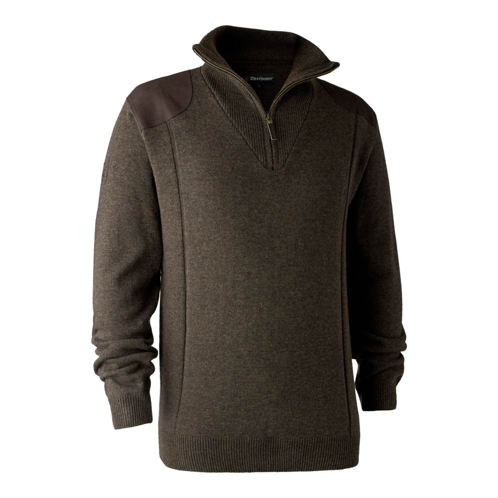 Sheffield Strickpullover mit Reißverschluss am Hals Dark Elm - Deerhunter