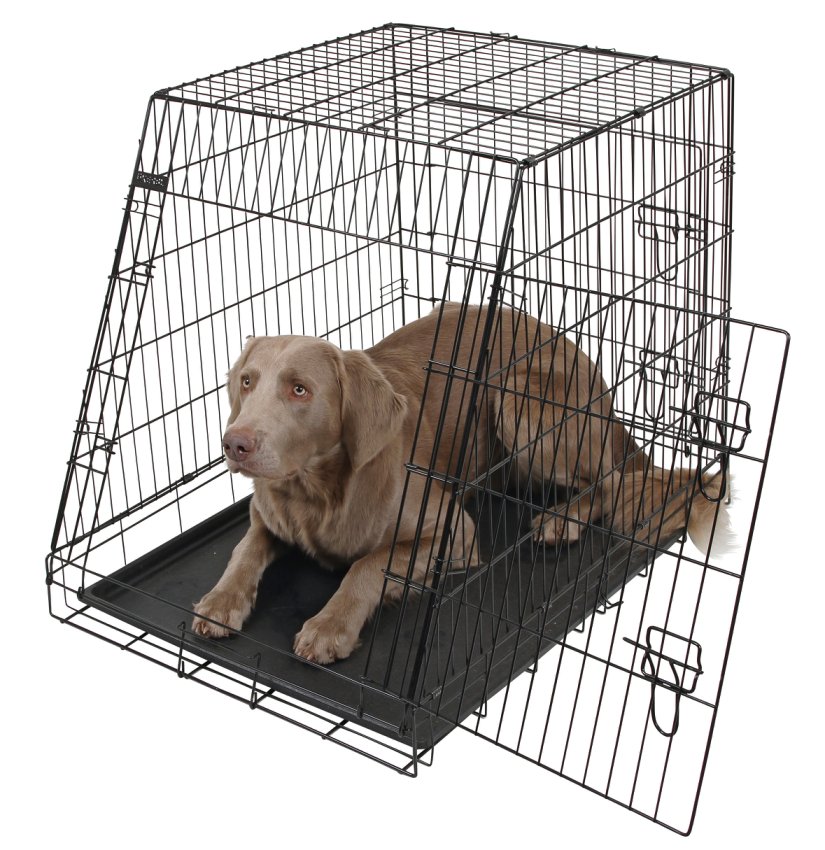 Hundebox aus Stahl, klappbar, abgeschrägt – 92x63x74 cm – Kerbl