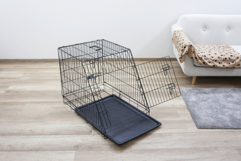 Hundebox aus Stahl, zusammenklappbar, abgeschrägt – 63x48x57cm – Kerbl
