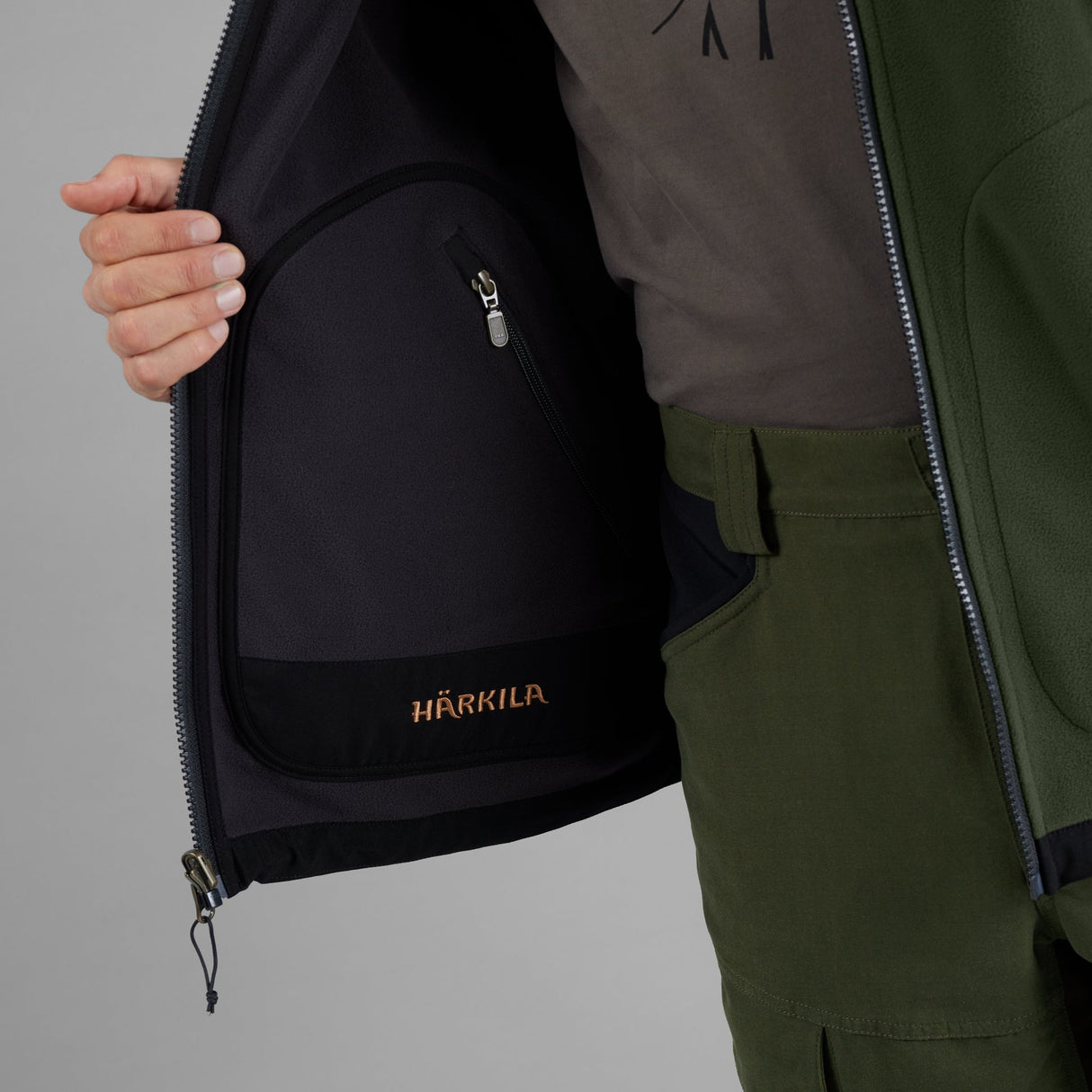 Kamko Fleecejacke Grau/Grün - Härkila