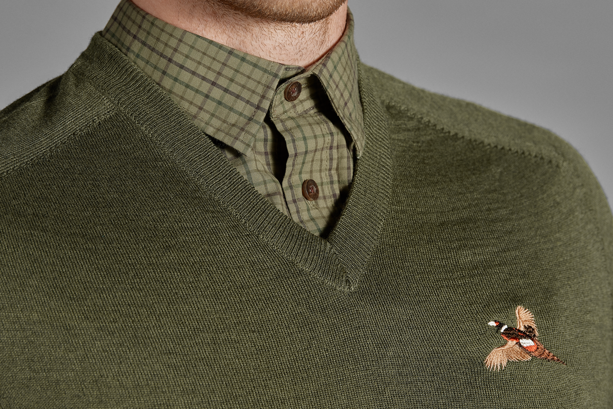 Woodcock V-Ausschnitt-Pullover Classic Green - Seeland