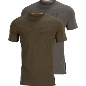 Grafisches T-Shirt 2er-Pack - Willow green/Grau - Härkila