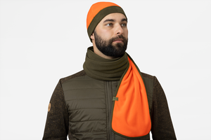 Wendbares Fleece-Halstuch Pine green/Hi-Vis orange - Seeland