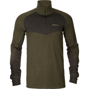 Base Warm Zip-Neck Unterhemd Willow green/Shadow brown - Härkila