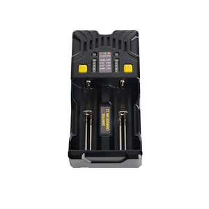 Uni C2 Ladegerät 2-Kanal mit LED-Anzeige / Eingang AC 85-264V oder DC 12V / Ausgang 2x1A / für IMR/Li-Ion, Ni-MH, Ni-Cd, LiFePO4, Ni-Zn / Typ A oder Typ C / Autoadapter - Armytek