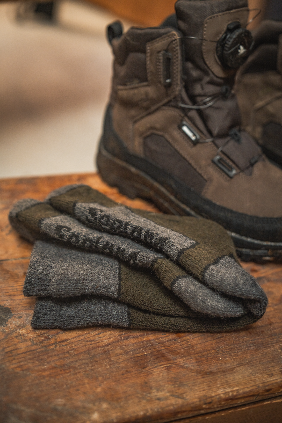 Feld Thermosocken 2er-Pack Pine Green Melange/Grau Melange