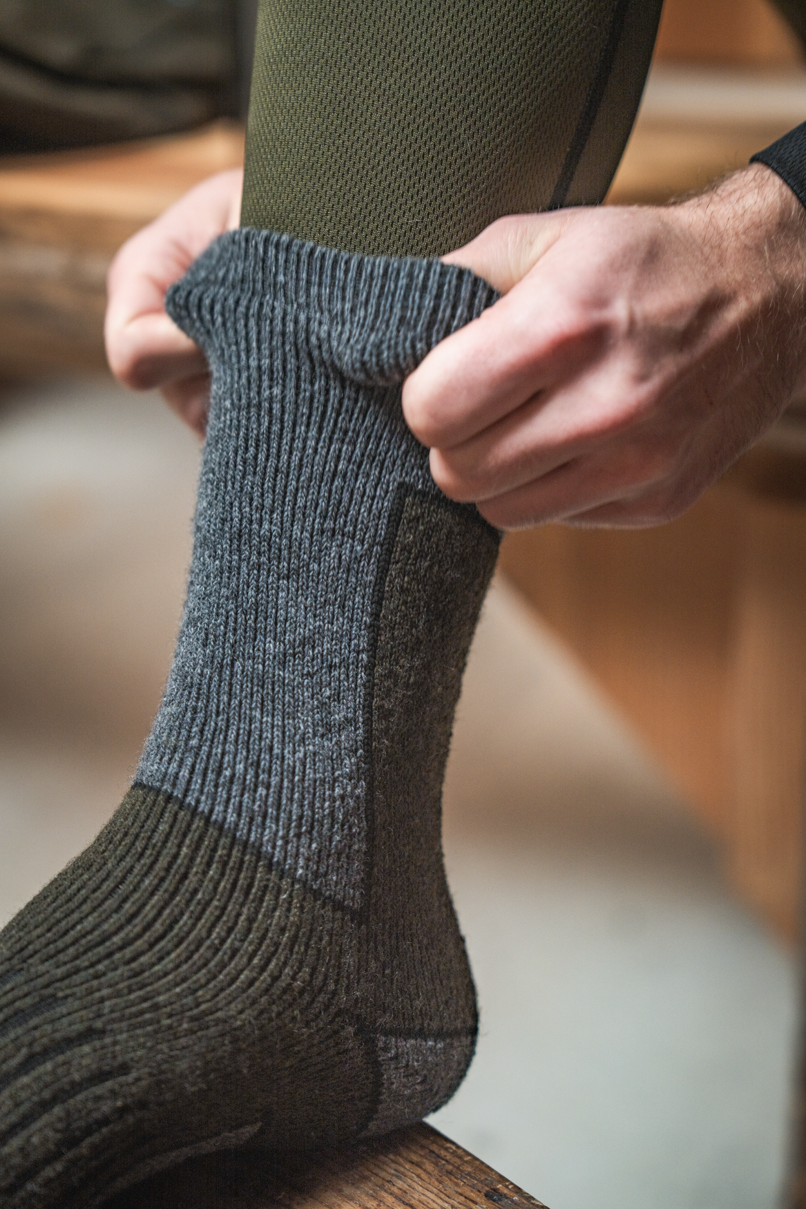 Feld Thermosocken 2er-Pack Pine Green Melange/Grau Melange