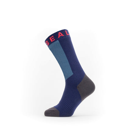 Scoulton WP Warm Wt. Mittellange Socke mit Hydrost Marineblau/Grau/Rot – Sealskinz