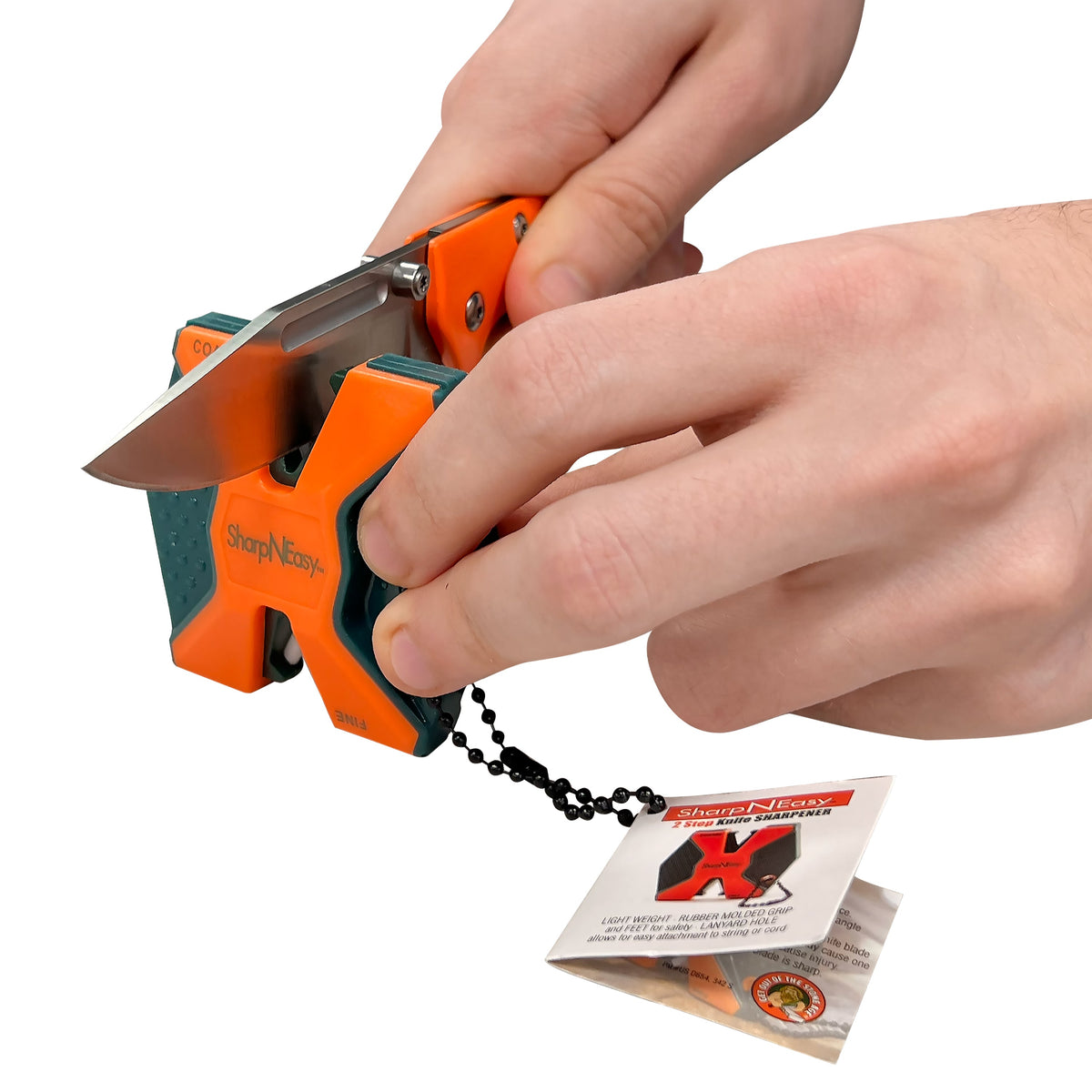 AccuSharp - Zestaw nóż składany/ostrzałka Orange z blokadą