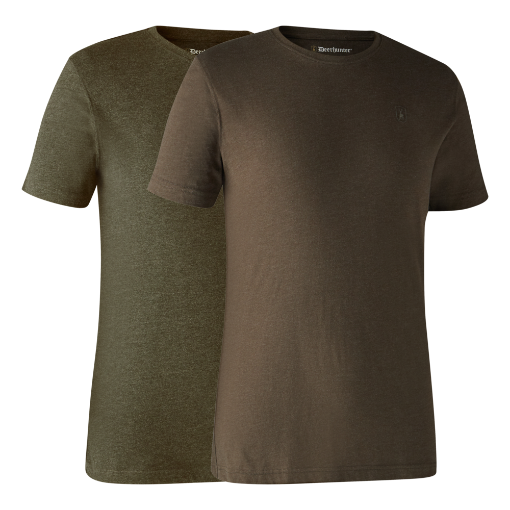 Basis 2er-Pack T-Shirt - Adventure Green Mel/Brown Leaf - Deerhunter