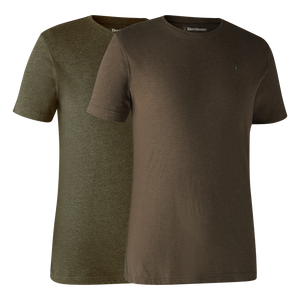 Basis 2er-Pack T-Shirt - Adventure Green Mel/Brown Leaf - Deerhunter