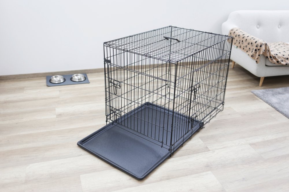 Hundetransportbox aus Stahl, zusammenklappbar – 63x48x57cm – Kerbl