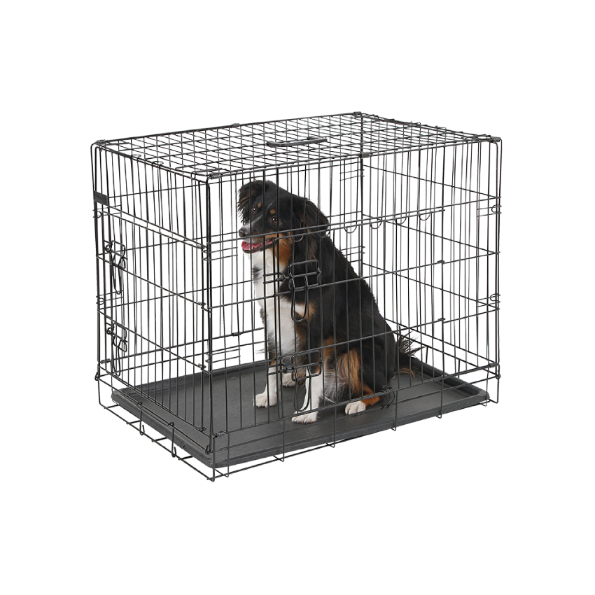 Hundebox aus Stahl, zusammenklappbar – 76x54x64cm – Kerbl